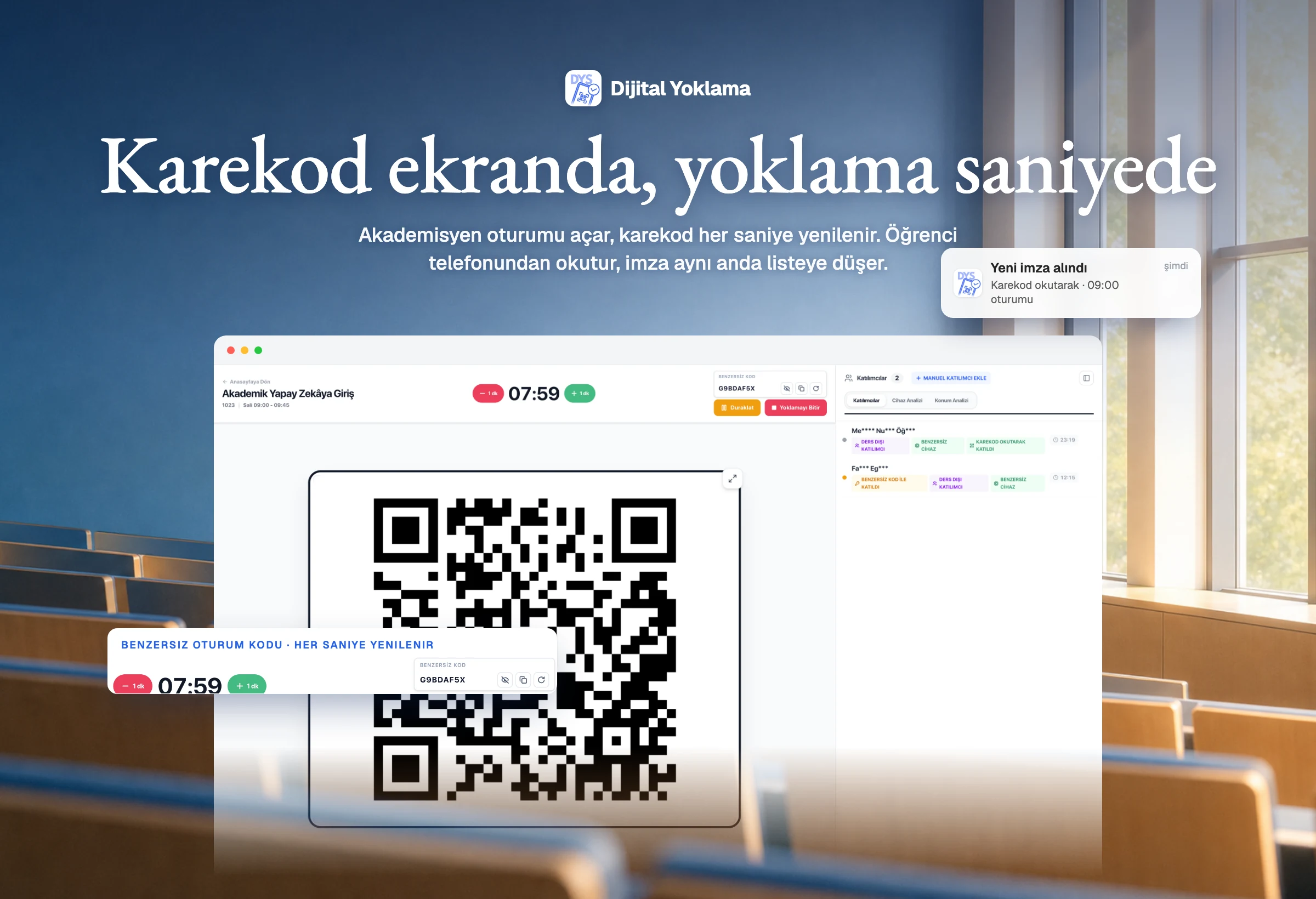 DYS - Dijital Yoklama Sistemi tanıtım görseli