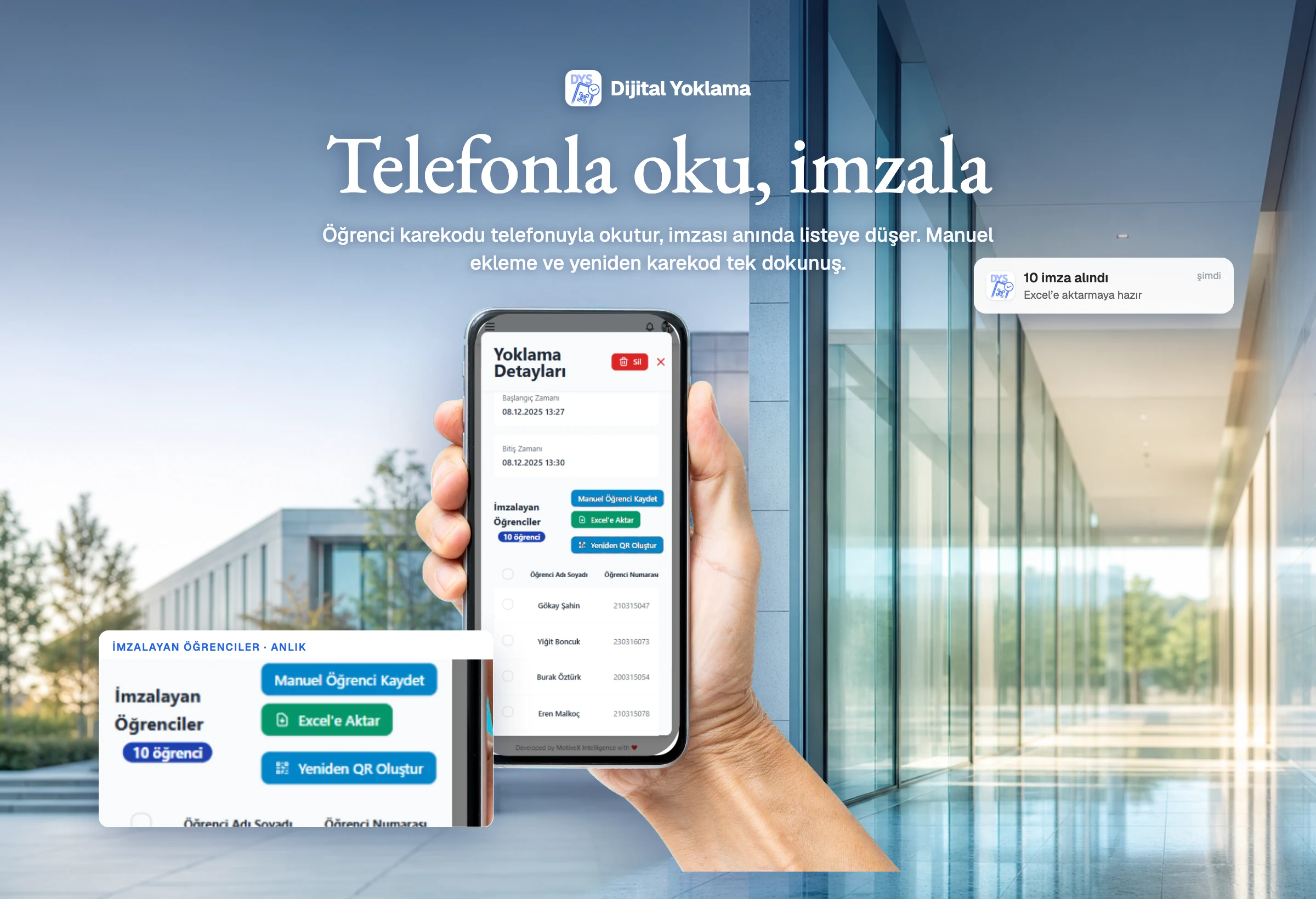 DYS - Dijital Yoklama Sistemi - Telefonda okut, saniyede imzala