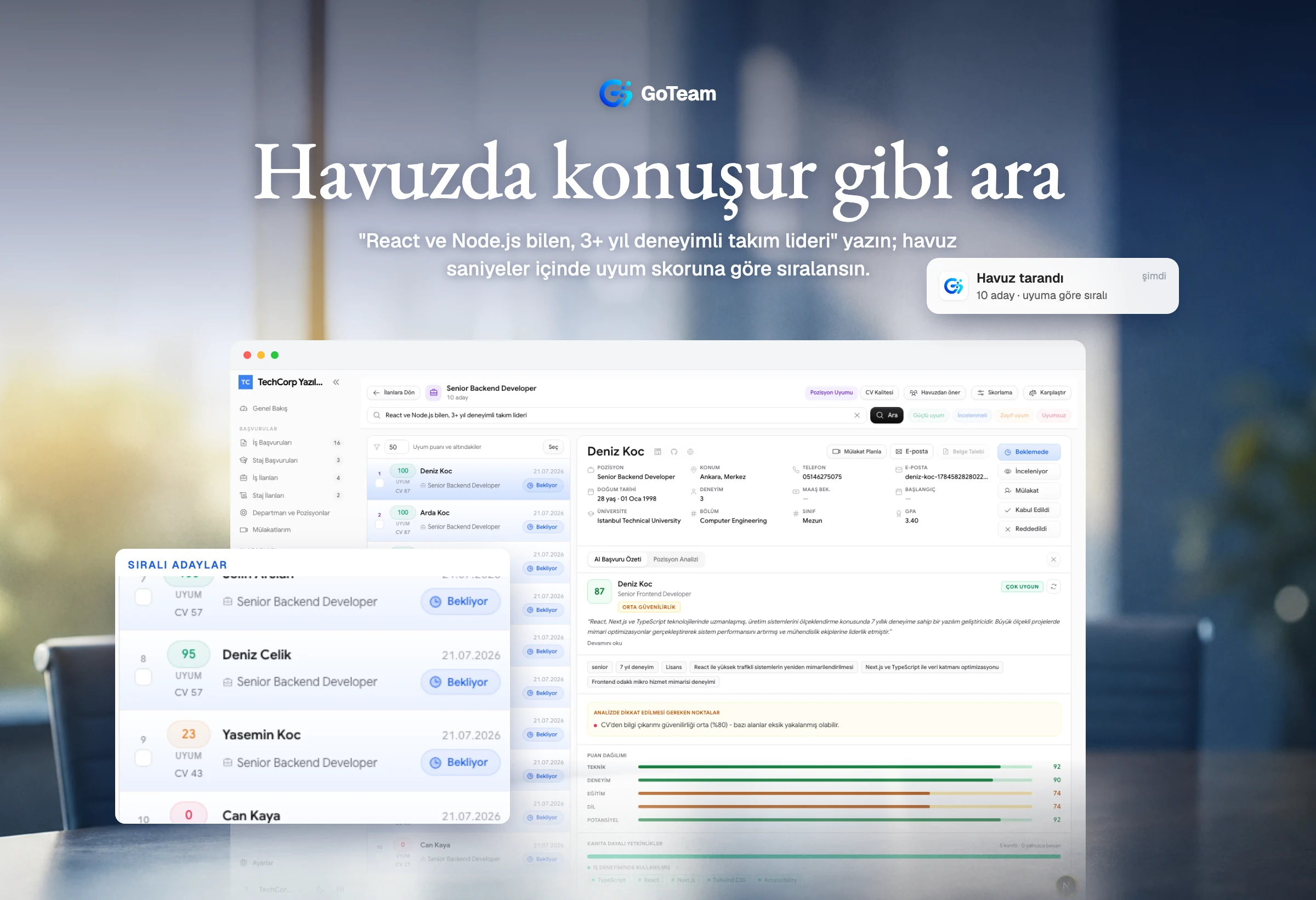 GoTeam - Yapay Zeka Destekli ATS - Doğru adayı kelimelerle bulun