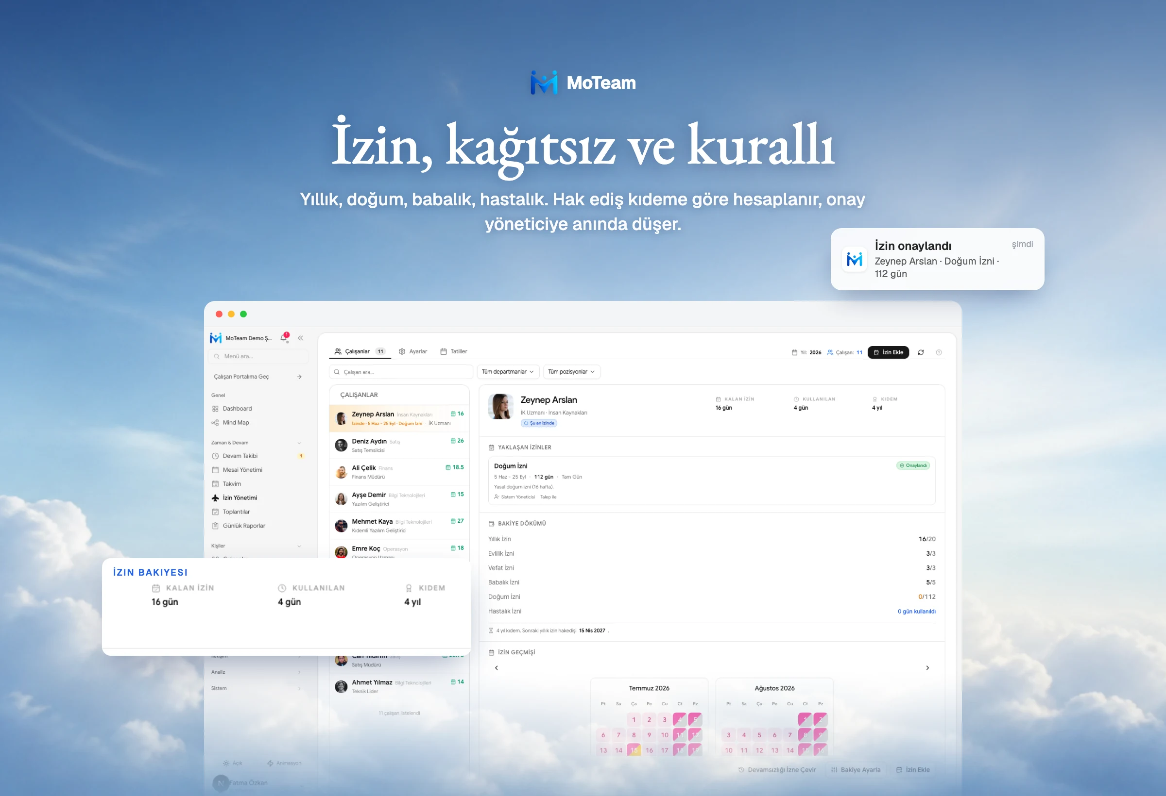 MoTeam - İnsan Kaynakları Yönetim Sistemi - Hak ediş kendiliğinden, onay tek tık